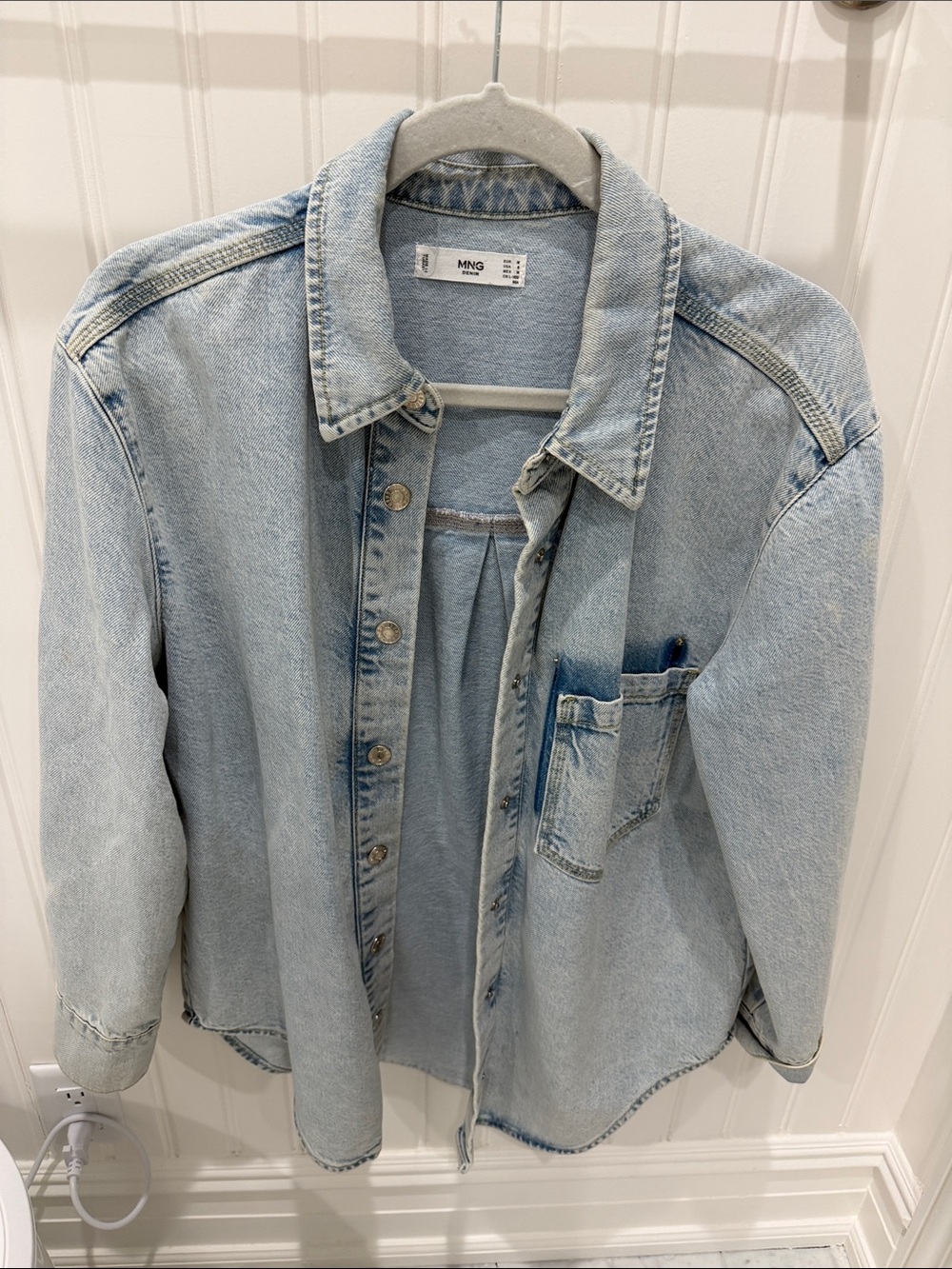 Mango Pale Blue Washed Denim Jacket